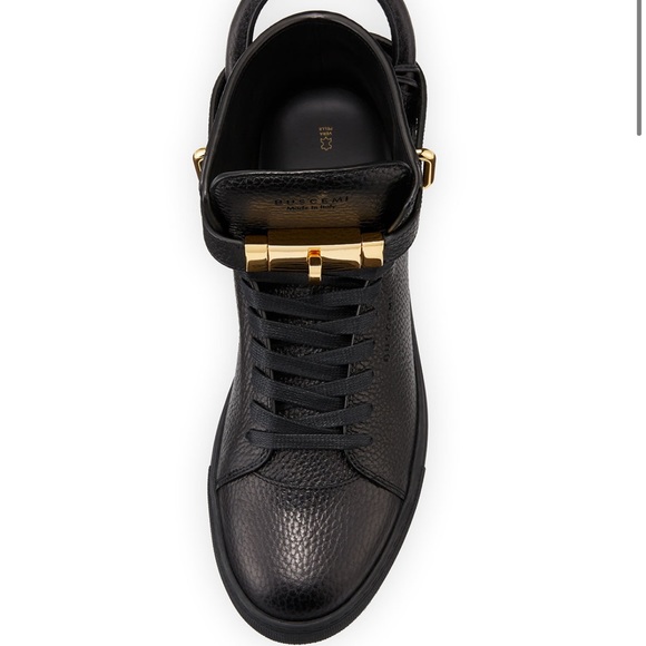 Buscemi Men's 100mm High-Top Leather Sneakers with Padlock - Picture 2 of 12